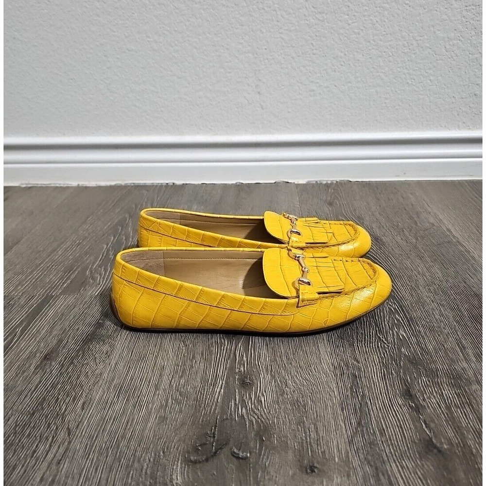 Talbots Everson Horsebit Embossed Leather Driving Moccasins Golden Honey Size 8M